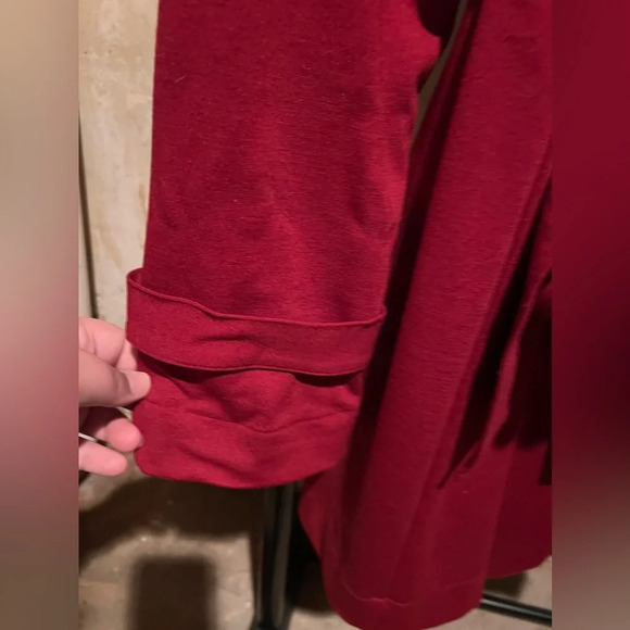 Fever Scalloped Dress Jacket Fabric Buttons Tie Belt Red Spandex blend Women's L - Picture 3 of 10